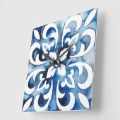 Kobalt Tegel II Vierkante Klok (Hoek)