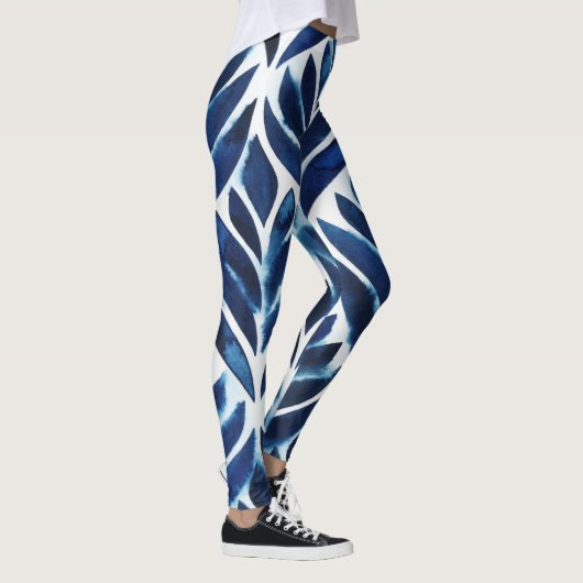 Kobalt Waterverf tegels IV Leggings (Rechts)