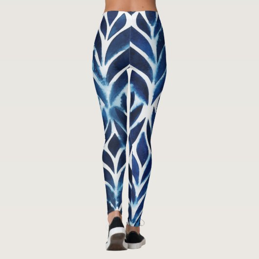 Kobalt Waterverf tegels IV Leggings (Achterkant)