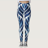 Kobalt Waterverf tegels IV Leggings (Voorkant)