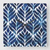 Kobalt Waterverf tegels IV Vierkante Klok (Voorkant)