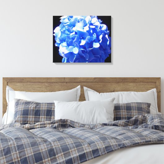 Kobaltblauw bloemensierlijke blauwe hortensia's canvas afdruk (Insitu (Slaapkamer))