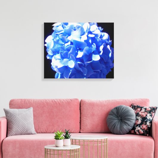 Kobaltblauw bloemensierlijke blauwe hortensia's canvas afdruk (Insitu (Woonkamer))