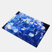 Kobaltblauw bloemensierlijke blauwe hortensia's deurmat (Schuin)