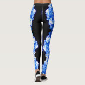 Kobaltblauw bloemensierlijke blauwe hortensia's leggings (Achterkant)