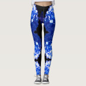 Kobaltblauw bloemensierlijke blauwe hortensia's leggings (Voorkant)