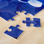 Kobaltblauw bloemensierlijke blauwe hortensia's legpuzzel (Zijkant)