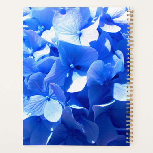 Kobaltblauw bloemensierlijke blauwe hortensia's planner (Achterkant)