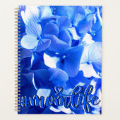 Kobaltblauw bloemensierlijke blauwe hortensia's planner (Voorkant)
