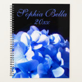 Kobaltblauw bloemensierlijke blauwe hortensia's planner (Voorkant)