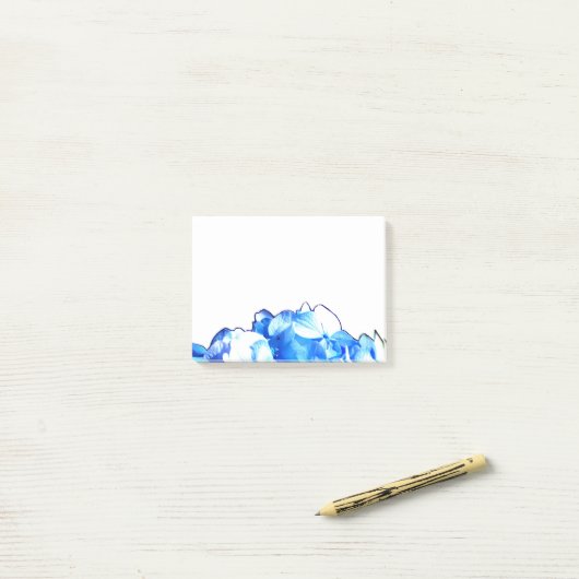 Kobaltblauw bloemensierlijke blauwe hortensia's post-it® notes (Op bureau)