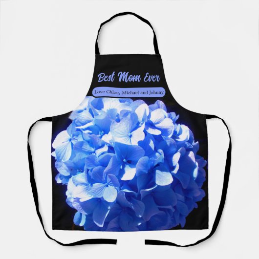 Kobaltblauw bloemensierlijke blauwe hortensia's schort (Voorkant)