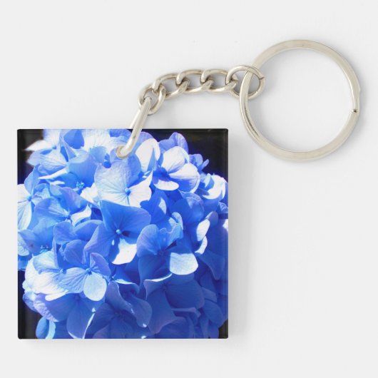 Kobaltblauw bloemensierlijke blauwe hortensia's sleutelhanger (Achterkant)