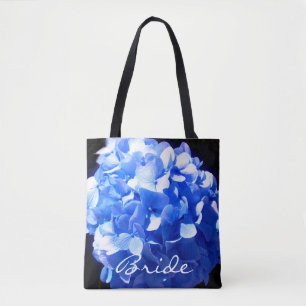Kobaltblauw bloemensierlijke blauwe hortensia's tote bag