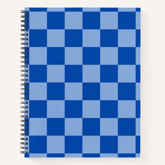 kobaltblauw dambord notitieboek (Voorkant)