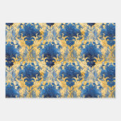 KOBALTBLAUW EN GOUD DAMAST DECORATIEF PAPIER INPAKPAPIER VEL (Voorkant 2)