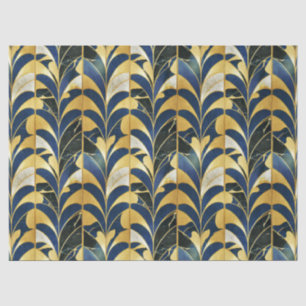 Kobaltblauw en gouden Art Deco marmerpatroon Tissuepapier