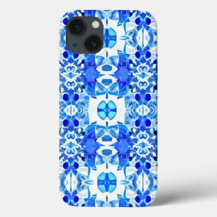 Kobaltblauw en wit batiktegelpatroon Case-Mate iPhone case