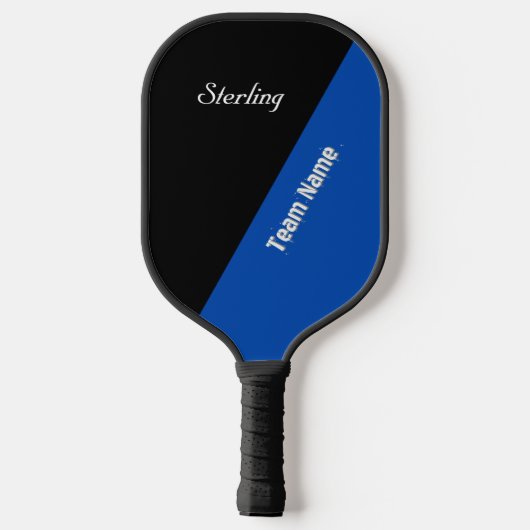 Kobaltblauw en zwart met twee tekstgebieden pickleball paddle (Achterkant)