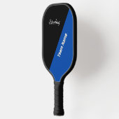 Kobaltblauw en zwart met twee tekstgebieden pickleball paddle (Links)