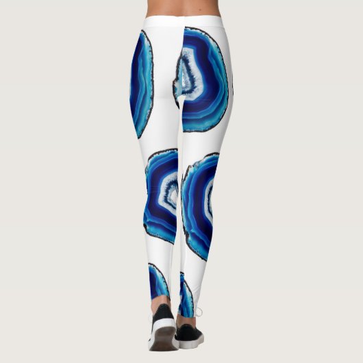 Kobaltblauw Geode ontwerp Leggings (Achterkant)