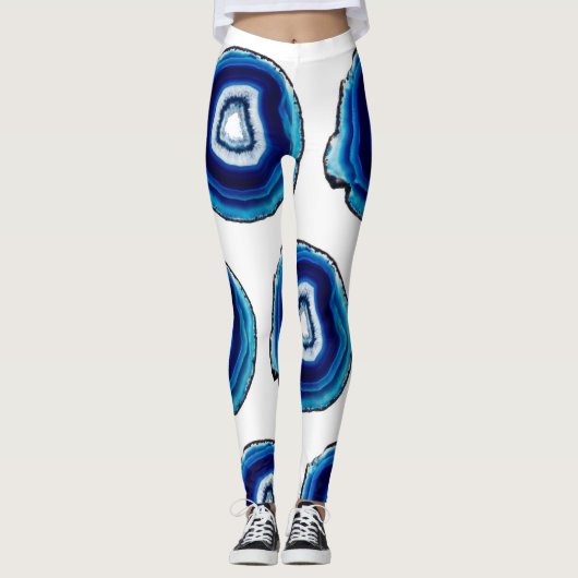 Kobaltblauw Geode ontwerp Leggings (Voorkant)