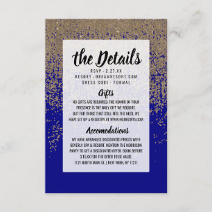 Kobaltblauw Gouden Glitter Ombre Gradiënt Informatiekaartje