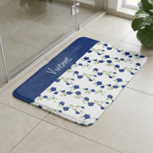 Kobaltblauw groene aquarel wilde bloem monogram