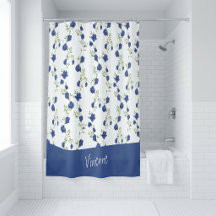 Kobaltblauw groene aquarel wilde bloem monogram