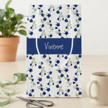 Kobaltblauw groene wilde bloem waterverf monogram