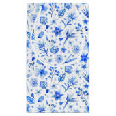 Kobaltblauw Hibiscus Tropische bloemen bladeren pa Klein Cadeauzakje (Achterkant)