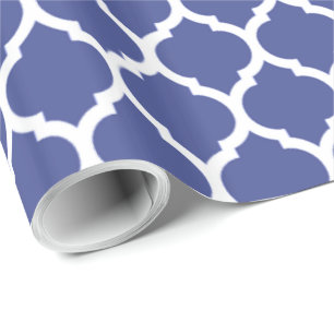 Kobaltblauw Marokkaans Quatrefoil Patroon Cadeaupapier