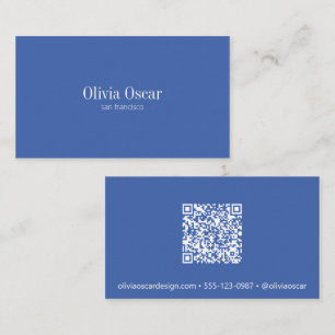 Kobaltblauw Minimalistische QR Creatieve Professio Visitekaartje