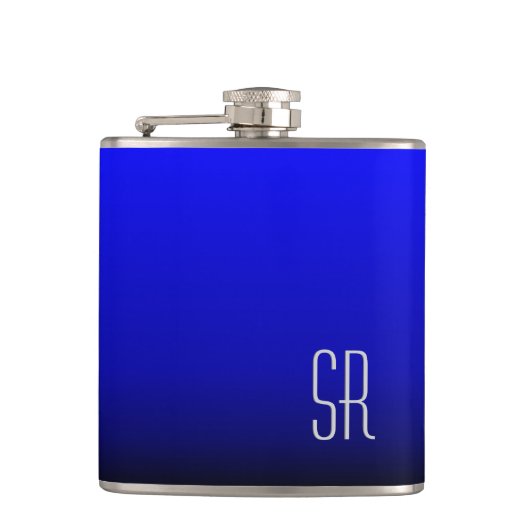 Kobaltblauw monogram heupfles (Voorkant)