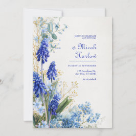 Kobaltblauw Muscari Aquarel Botanische Rand Kaart