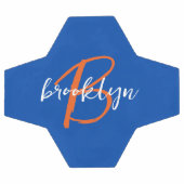 Kobaltblauw Oranje Wit Schrift Monogram Naam Voetbal (Enkel)