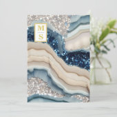 *~ Kobaltblauw QR Ivoor Agaat AR66 RSVP Bruiloft Kaart (Staand voorkant)