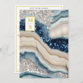 *~ Kobaltblauw QR Ivoor Agaat AR66 RSVP Bruiloft Kaart (Voorkant / Achterkant)