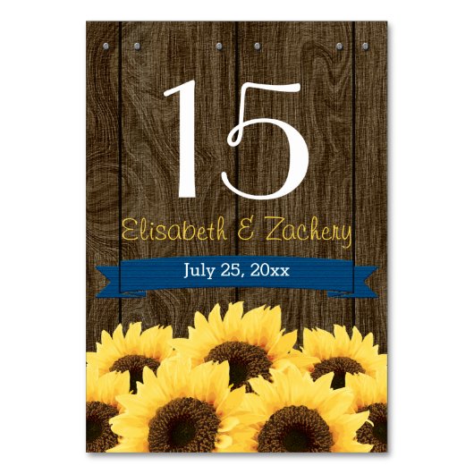 KOBALTBLAUW RUSTIEKE ZONNEBLOEM TABEL NUMMER KAART (Achterkant)