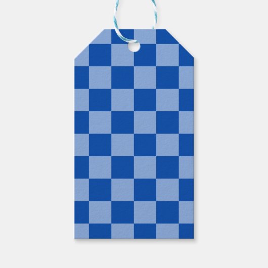 Kobaltblauw Schaakbord Cadeaulabel (Voorkant)