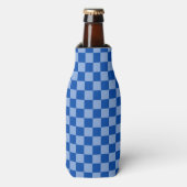 Kobaltblauw Schaakbord Flesjeskoeler (Fles Voorkant)