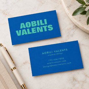Kobaltblauw Teal Krachtige Typografie Creatieve Mi Visitekaartje