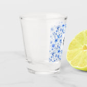 Kobaltblauw Tropic blad patroon 1.5oz schot glas (Links)