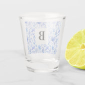 Kobaltblauw Tropisch blad Patroon 1.5oz Shot Glas (Achterkant)