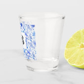 Kobaltblauw Tropisch blad Patroon 1.5oz Shot Glas (Rechts)