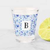 Kobaltblauw Tropisch blad Patroon 1.5oz Shot Glas (Voorkant)