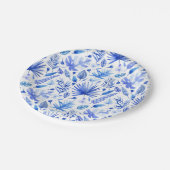 Kobaltblauw Tropisch blad Patroon 7" Papieren Bordje (Gekanteld)