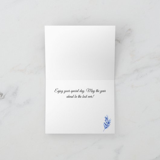 Kobaltblauw Tropisch blad Patroon Gelukkige Verjaa Kaart (Binnen)