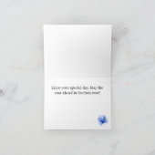 Kobaltblauw Tropisch blad Patroon Gelukkige Verjaa Kaart (Binnen)