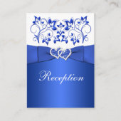 Kobaltblauw, Wit Bloemen Bruiloft Receptie Kaart (Voorkant)